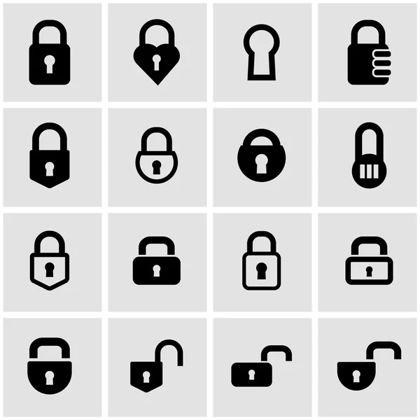 Vector black locks icon set — Stock Vector