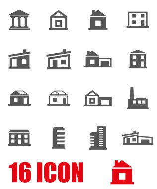 Vektör gri binalar Icon set
