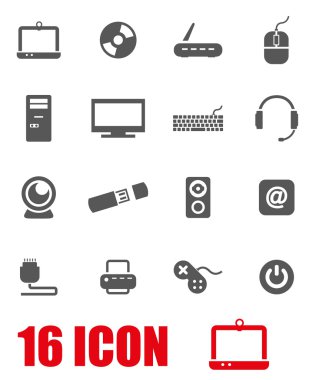Vektör gri bilgisayar Icon set