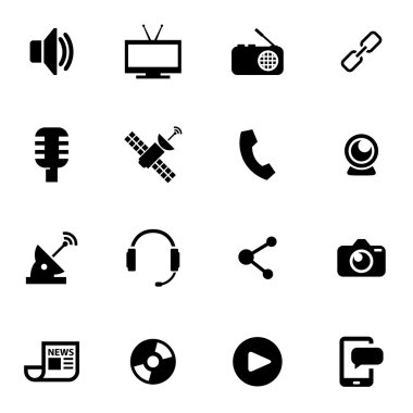 Vectorul negru mass-media pictograma set
