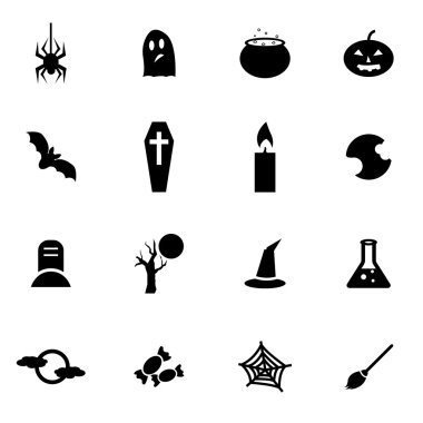 Vektör siyah Cadılar Bayramı Icon set