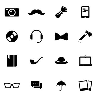 Vektör siyah hipster Icon set