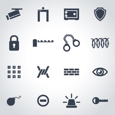 Vektör siyah güvenlik Icon set