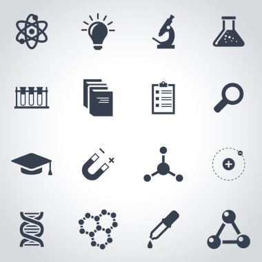 siyah vektör bilim Icon set