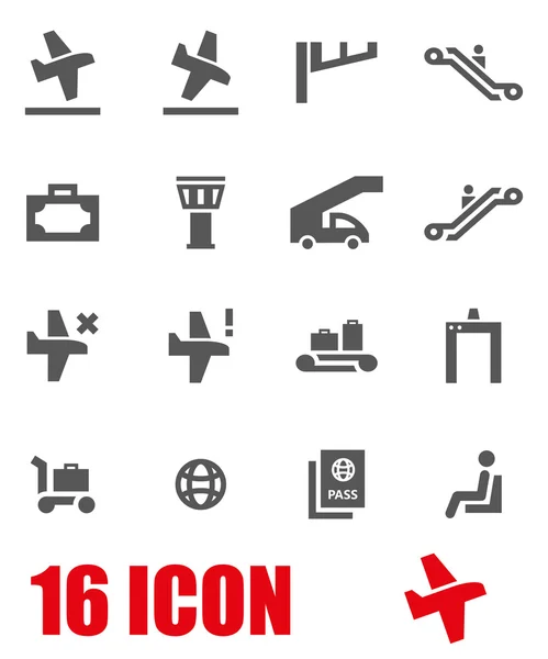 Vektör gri Havaalanı Icon set — Stok Vektör