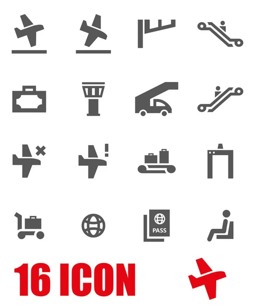 Vector grey airport icon set — Stock Vector