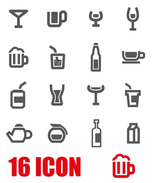 Vector grey beverages icon set — Stock vektor