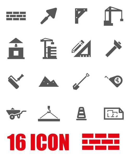 Conjunto de iconos de construcción vectorial gris — Archivo Imágenes Vectoriales