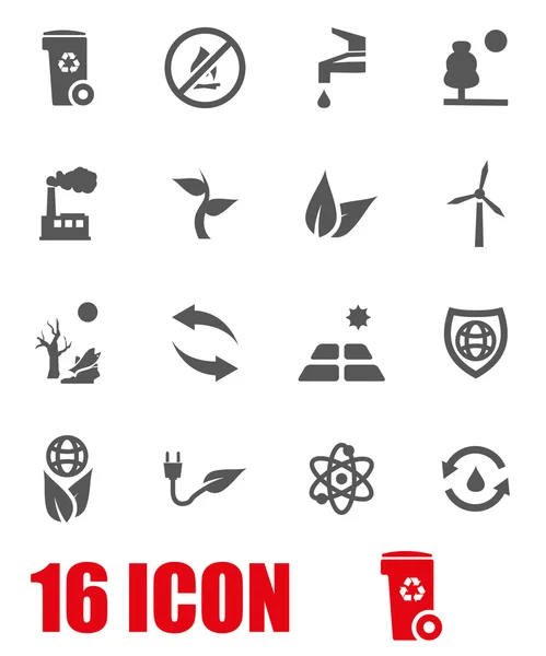 Vector grey eco icon set — ストックベクタ