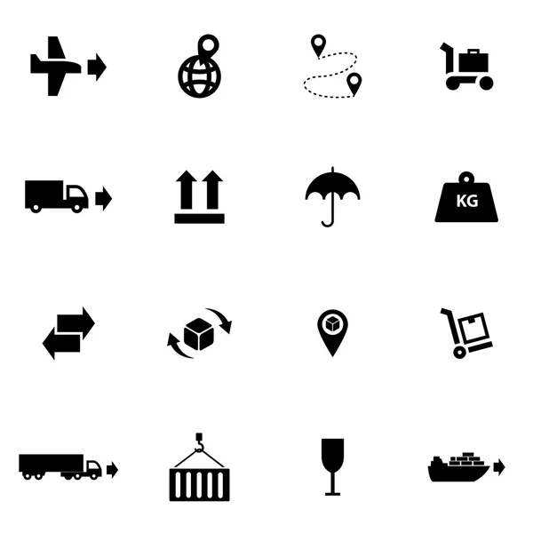 Conjunto de iconos logísticos negro vectorial — Archivo Imágenes Vectoriales