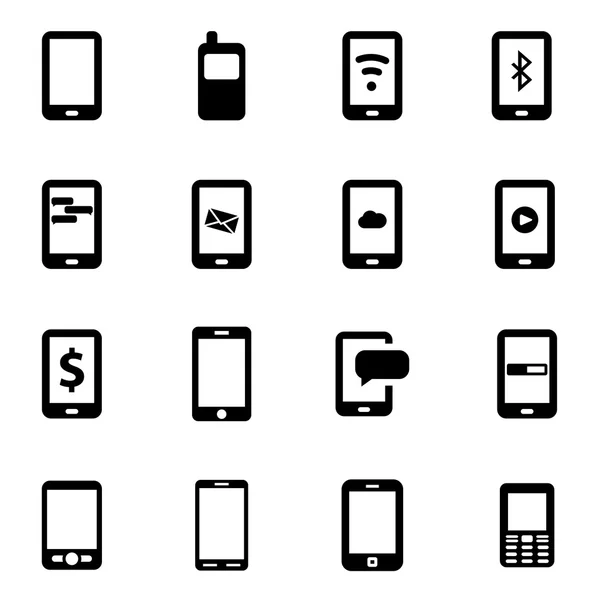 Set di icone mobili nere vettoriali — Vettoriale Stock