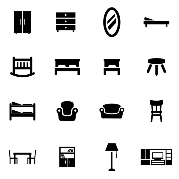 Vektör siyah mobilya Icon set — Stok Vektör