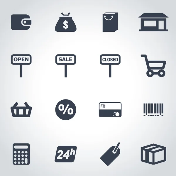 Vektor Black Shop Icon Set — Stockvektor