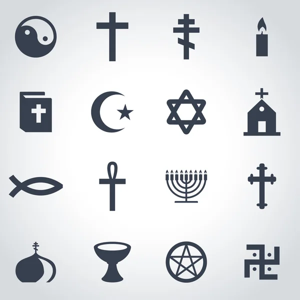 Vektor fekete vallás ikon készlet — Stock Vector
