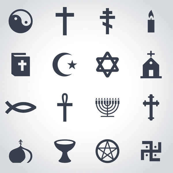 Vector black religion icon set