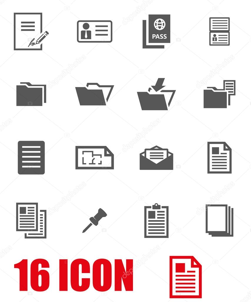 Vector grey document icon set