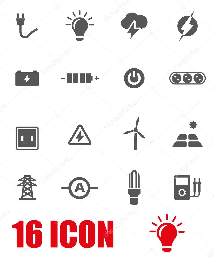 Vector grey electricity icon set