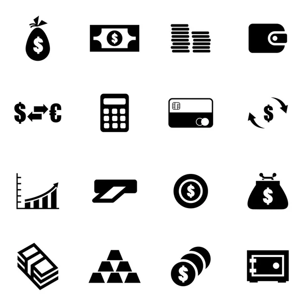 Vector negro icono de dinero conjunto — Vector de stock