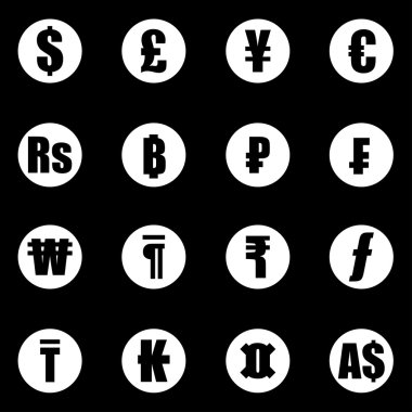 Vektör beyaz para birimi simgeleri simge seti