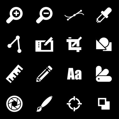 Beyaz vektör grafik tasarım Icon set