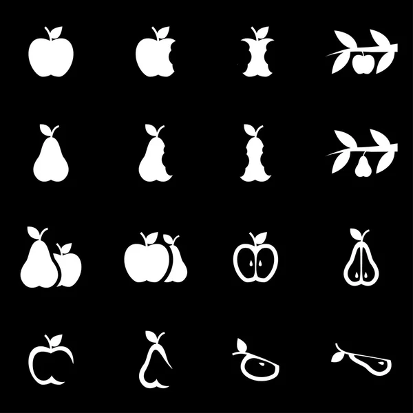 Vector white apple and pear icon set — Διανυσματικό Αρχείο