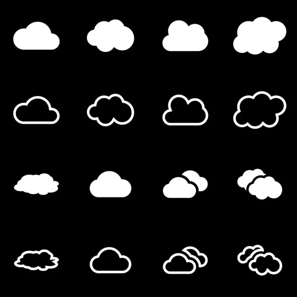 Vector witte wolk pictogrammenset — Stockvector