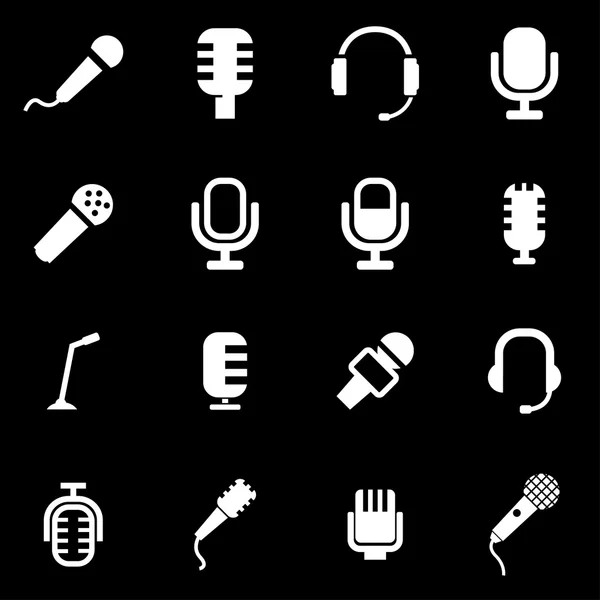 Vector white microphone icon set — Stock Vector