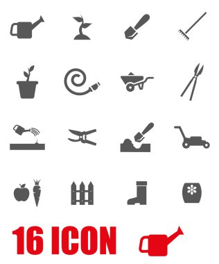 Vektör gri Bahçe Icon set