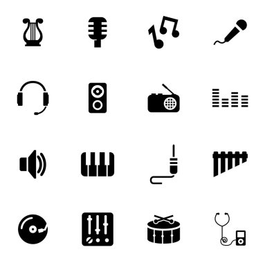 Vektör siyah müzik Icon set