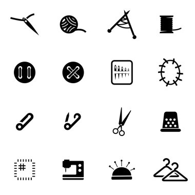 Vektör siyah dikiş Icon set