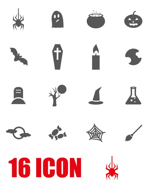 Vector grey halloween icon set — Stock Vector
