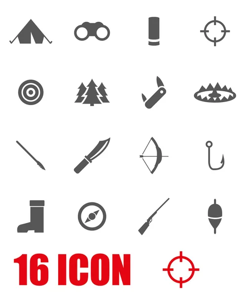 Vector grey hunting icon set — Stock Vector