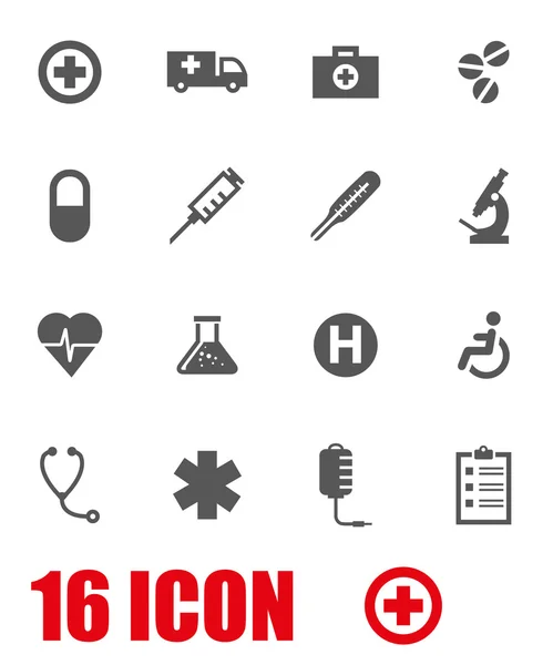 Vector grey medical icon set — Stock Vector