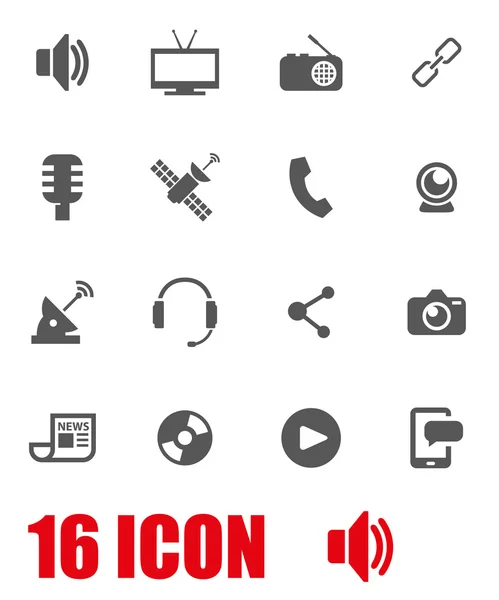Vector grey media icon set — Διανυσματικό Αρχείο