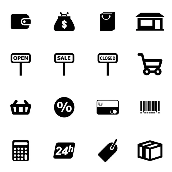 Vektor Black Shop Icon Set — Stockvektor