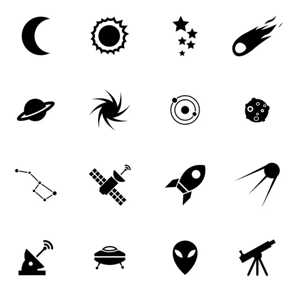 Conjunto de iconos de espacio negro vector — Archivo Imágenes Vectoriales