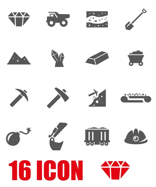 Vector grey mining icon set — Stock vektor