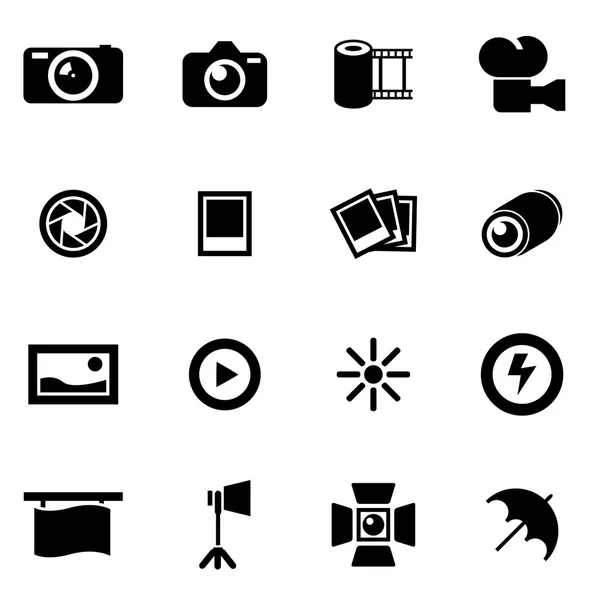 Conjunto de icono de foto vectorial negro — Vector de stock