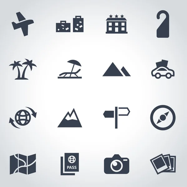 Vector black travel icon set — Stock Vector