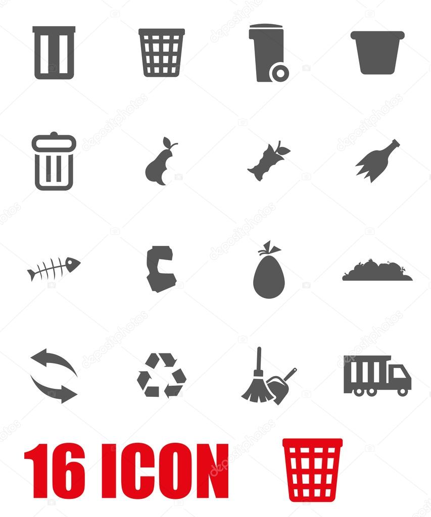 Vector grey garbage icon set