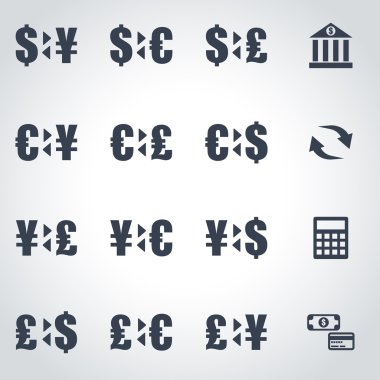 Vektör siyah banka Icon set