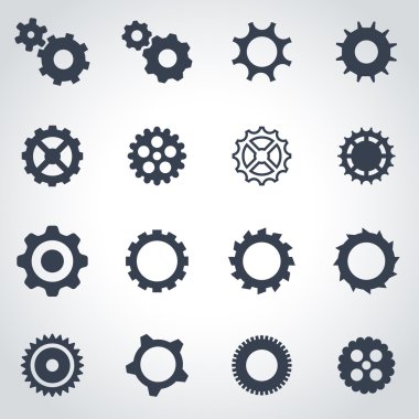 Vektör siyah dişli Icon set