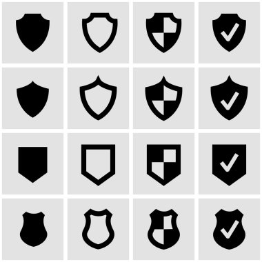 Vektör siyah kalkan simgesi ayarla