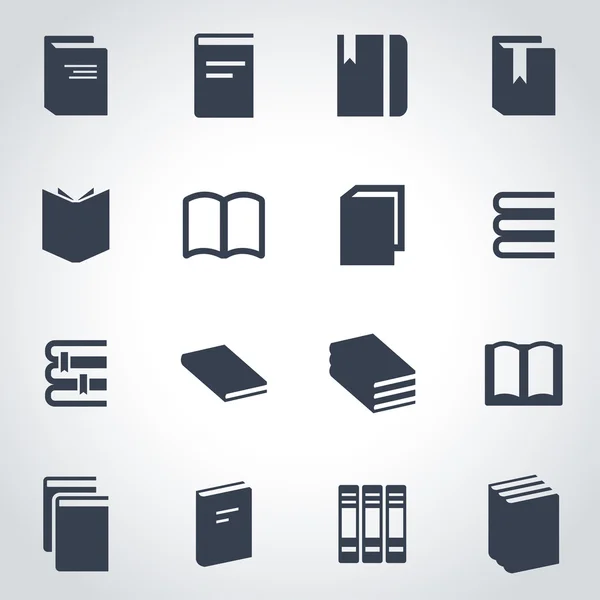 Vector libro negro icono conjunto — Vector de stock