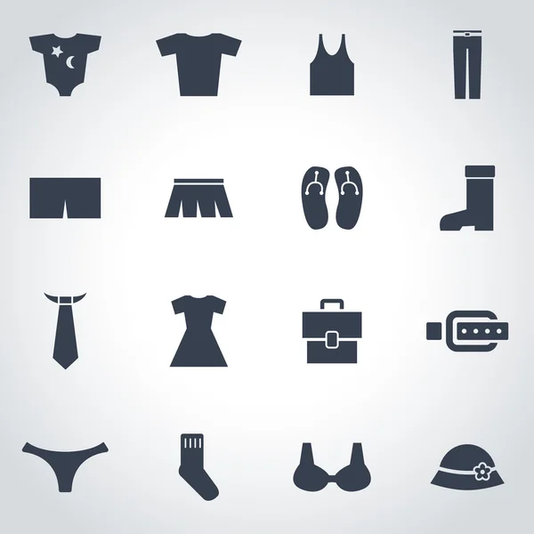 Vector conjunto de iconos de ropa negra — Vector de stock