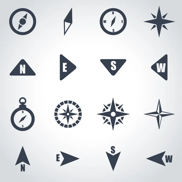 Vector black compass icon set — Stock Vector