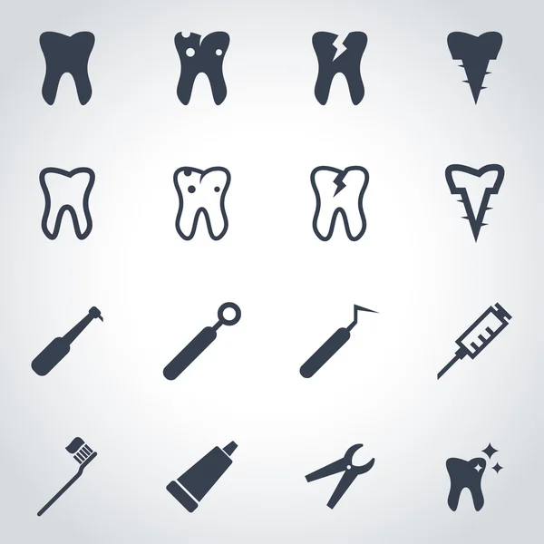 Vector black dental icon set — Stock Vector