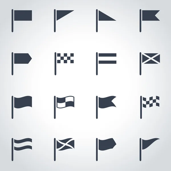 Vector black flag icon set — Stock Vector