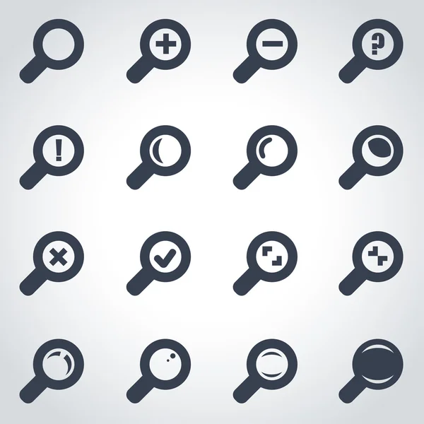 Conjunto de iconos de lupa Vector negro — Vector de stock