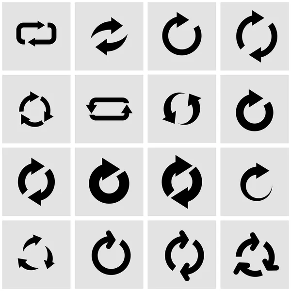 Ensemble d'icônes de rafraîchissement noir vectoriel — Image vectorielle